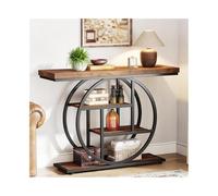 xiuling4568 Consolle Ingresso Tavolo consolle, tavolo d'ingresso con base circolare, tavoli con ripiani portaoggetti for soggiorno Tavolo Consolle(Rustic Brown)