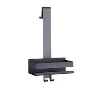 xiuling4568 Organizer per doccia sospeso e mobile in acciaio inox, da appendere alla porta del bagno; cestello portaoggetti con ganci, installazione senza fori Facile da montare(Black)