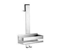 xiuling4568 Organizer per doccia sospeso e mobile in acciaio inox, da appendere alla porta del bagno; cestello portaoggetti con ganci, installazione senza fori Facile da montare(Silver)