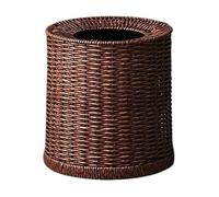 xiuling4568 Round Lidless Waste Basket, Rattan Trash Can,Open Top Woven Trash Can with Inner Bin for Home Office(Large)