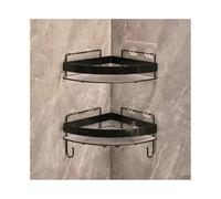 xiuling4568 Set da 2 pezzi Mensola angolare con ganci，Cestello triangolare per bagno e doccia，Portaoggetti per gel doccia e shampoo， Accessori bagno Facile da montare(Black)