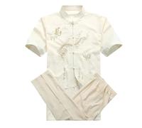 XIUsheUA Abito da Kung Fu in Cotone da Uomo Ricamato Wu Shu Uniforme Tai Chi Abbigliamento Manica Corta ML XL XXL XXXL per Tai Chi, Arti Marziali(Color 4,XL)