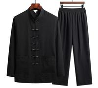 XIUsheUA Camicia Kung Fu Set di Abbigliamento Tradizionale Uomo Autunno Fibbia in Lino Pantaloni retrò Tai Chi Uniformi Traspiranti per Tai Chi, Arti Marziali(Color 3,42 (80-85kg))