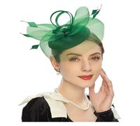 XIUsheUA Cappelli Vintage da Festa del tè for Le Donne con Fascia in Rete di Piume e Fermaglio for Capelli da Sposa per Matrimoni, Tea Party(Green)
