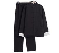 XIUsheUA Kung Fu Tai Chi Uniforme Tradizionale da Uomo in Cotone e Lino Top Pantaloni Hanfu Tang Suit Set di Abbigliamento per Tai Chi, Arti Marziali(Color 1,4XL 190)