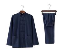 XIUsheUA Tai Chi Uniforme Tradizionale Tang Suit Cotone Lino Kung Fu Costume Arti Marziali Performance Outfit Sciolto Casual Donna e Uomo per Tai Chi, Arti Marziali(Dark Blue Set 3,L 170cm)