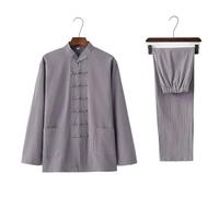 XIUsheUA Tai Chi Uniforme Tradizionale Tang Suit Cotone Lino Kung Fu Costume Arti Marziali Performance Outfit Sciolto Casual Donna e Uomo per Tai Chi, Arti Marziali(Grey Set,L 170cm)