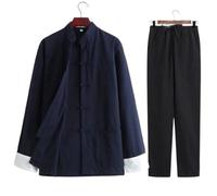 XIUsheUA Tai Chi Uniforme Tradizionale Tang Suit Cotone Lino Kung Fu Costume Arti Marziali Performance Outfit Sciolto Casual Donna e Uomo per Tai Chi, Arti Marziali(Black Set,M 165cm)