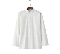 XIUsheUA Tai Chi Uniforme Tradizionale Tang Suit Cotone Lino Kung Fu Costume Arti Marziali Performance Outfit Sciolto Casual Donna e Uomo per Tai Chi, Arti Marziali(White Top,XL 175cm)