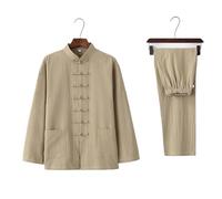 XIUsheUA Tai Chi Uniforme Tradizionale Tang Suit Cotone Lino Kung Fu Costume Arti Marziali Performance Outfit Sciolto Casual Donna e Uomo per Tai Chi, Arti Marziali(Dark Yellow Set,XXL 180cm)