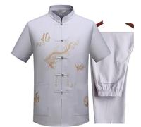 XIUsheUA Tradizionale Kung Fu Tai Chi in Cotone e Lino Tang Suit Uniforme Camicie da Uomo Camicie e Camicette Giacca Abbigliamento per Tai Chi, Arti Marziali(Gray,39)