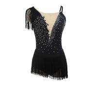 XIUWOUG Abito Professionale Pattinaggio Artistico Senza Maniche Vestito da Ballo Latino Abiti sul Ghiaccio per Body da Ginnastica Ritmica All'aperto per Ragazze,Nero,S