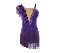 XIUWOUG Abito Professionale Pattinaggio Artistico Senza Maniche Vestito da Ballo Latino Abiti sul Ghiaccio per Body da Ginnastica Ritmica All'aperto per Ragazze,Viola,XXL