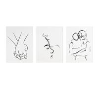 XIUWOUG Poster Astratto Arte Minimalista Linea Bianca Nera Amore Abbracciando le Mani Tenendo Stampa Tela Quadro Moderna Parete Immagini Soggiorno Camera da Letto Decorazione,E,40x50cm 3pcs