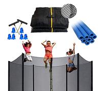 XIUWOUG Rete Ricambio Trampolino Ø 183cm per 6 Pali Pali,Rete di Ricambio per Trampolino da Giardino,Antistrappo, Rete Esterna,con 6 Tappi di Chiusura,8 Tubo di Schiuma,183cm(6 Pali)