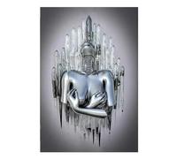 XIUWOUG Stampa su Tela Coppia Argentata, Quadri Moderni Senza Metallo e Cornice , Decorazione Murale per Soggiorno e Camera,M,21X30cm