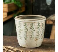 XIUWOUG Vasi per Fiori in Ceramica Verde Vintage per Piante da Giardino e succulente,vasi rustici con Finitura invecchiata e Crepe smaltate con Fori, vasi fioriti toscani per Esterni.,Bl,No Hole