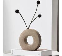 XIUWOUG Vasi Rotondi in Ceramica,Vaso a Ciambella per la casa Decor Nordic Deco Vaso Boho Vasi da Tavolo,Marrone