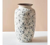 XIUWOUG Vaso da Ceramica Vintage Grigio e Bianco, Vaso Rustico per Fiori Chinoiserie smaltato a Crepe di Ghiaccio, Vaso per Fiori Pastorale Grigio per Decorazioni domestiche in Stile Toscano,D2