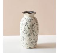XIUWOUG Vaso da Ceramica Vintage Grigio e Bianco, Vaso Rustico per Fiori Chinoiserie smaltato a Crepe di Ghiaccio, Vaso per Fiori Pastorale Grigio per Decorazioni domestiche in Stile Toscano,A2