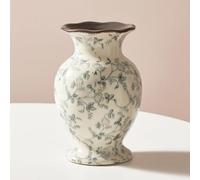 XIUWOUG Vaso da Ceramica Vintage Grigio e Bianco, Vaso Rustico per Fiori Chinoiserie smaltato a Crepe di Ghiaccio, Vaso per Fiori Pastorale Grigio per Decorazioni domestiche in Stile Toscano,C2