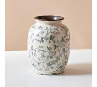 XIUWOUG Vaso da Ceramica Vintage Grigio e Bianco, Vaso Rustico per Fiori Chinoiserie smaltato a Crepe di Ghiaccio, Vaso per Fiori Pastorale Grigio per Decorazioni domestiche in Stile Toscano,D1