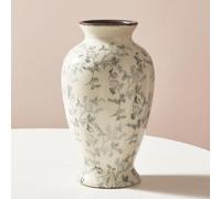 XIUWOUG Vaso da Ceramica Vintage Grigio e Bianco, Vaso Rustico per Fiori Chinoiserie smaltato a Crepe di Ghiaccio, Vaso per Fiori Pastorale Grigio per Decorazioni domestiche in Stile Toscano,B2