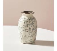 XIUWOUG Vaso da Ceramica Vintage Grigio e Bianco, Vaso Rustico per Fiori Chinoiserie smaltato a Crepe di Ghiaccio, Vaso per Fiori Pastorale Grigio per Decorazioni domestiche in Stile Toscano,A1