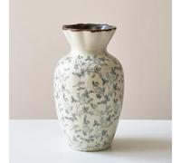 XIUWOUG Vaso da Ceramica Vintage Grigio e Bianco, Vaso Rustico per Fiori Chinoiserie smaltato a Crepe di Ghiaccio, Vaso per Fiori Pastorale Grigio per Decorazioni domestiche in Stile Toscano,E2