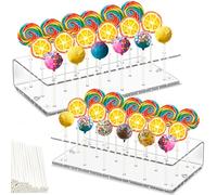 Xiuxhae 2 Supporto per Lecca-lecca in acrilico, dotati di 100 Bastoncini per Cake Pops, Porta Lecca Lecca non necessitano di piatti e i Lecca Lecca Compleanno Bambini non cascheranno