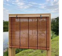 XiuXiu Tenda di bambù a rullo, tende a rullo in bambù, tenda a pacchetto in bambù, protezione dalla vista e dai raggi solari, persiana per finestre e porte, marrone-rosso, L81 x A160 cm