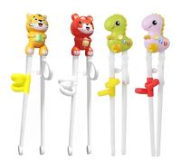 Xiuyer Bacchette per bambini - 4 paia di bastoncini da allenamento con aiutanti per principianti e adulti - dinosauro + tigre