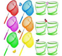 Xiuyong 12 reti da pesca retrattili a farfalla, adatta per i bambini per catturare reti per insetti strumenti esterni, tra cui 6 reti di cattura e 6 gabbie per insetti, strumenti all'aperto per