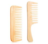 Xiuyong 2pcs bambù pettine a denti larghi, set di pettine in bambù naturale, piccola spazzola per capelli, pettine per capelli Big Hair Shun, capelli ricci in legno antistatico pettine in legno a