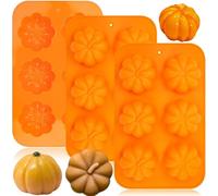 Xiuyong 3 stampi per cioccolato di Halloween, stampo in silicone a forma di zucca a tema raccolta autunnale 3D, vassoio per torta del Ringraziamento, stampo per sapone autunnale, adatto per budino di