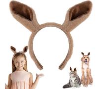 Xiuyong Cerchietto marrone con orecchie di cavallo in tessuto felpato, accessori per capelli da donna morbido ed elastico, cappello adatto per feste, Pasqua, scuola, teatro, giochi di ruolo, teatro