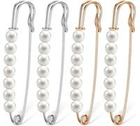 Xiuyong Set da 4 pezzi di perni decorativi di sicurezza, perni perlati, squisiti sweater shawl hanno clip, imitazione perle brooches e pins, pantaloni da donna e accessori a vita da gonna, 2,71 x 0,59