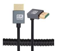 xiwai Cavo a spirale da HDMI 2.1 maschio a HDMI maschio, allungato, 90 gradi, 8K, 60 Hz, 100 cm, per monitor HDTV, computer portatile