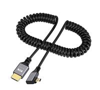 xiwai Cavo a spirale da Micro HDMI 2.0 maschio a HDMI maschio, 4 K 60 Hz, angolo sinistro di 90 gradi, per monitor HDTV computer laptop
