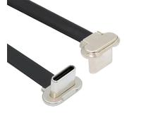 xiwai Cavo dati USB 2.0 ad angolo corto, da maschio a maschio, ultra sottile, piatto, 65 W, per laptop, tablet, telefono, 7,5 cm, nero