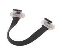 xiwai Cavo dati USB 2.0 corto da 2,76 pollici, ultra sottile e piatto, da USB-C tipo C a USB-C, connettore di alimentazione a doppio angolo, ricarica rapida da 65 W per laptop, spina argentata