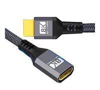 xiwai Cavo di prolunga HDMI 2.1 da maschio a femmina Ultra-HD 8K 60hz 4K 120hz 48Gbs con audio 3D cavo HDMI nero 0,3 m