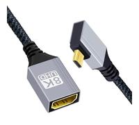 xiwai Cavo di prolunga HDTV 8K Micro HDMI 2.1 tipo D maschio ad angolo retto di 90 gradi a HDMI femmina per monitor DV telecamera portatile laptop 17 cm