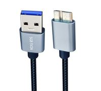 Xiwai Cavo USB a USB 0,3 m, USB 3.0 tipo A maschio a Micro B maschio 5 Gbps cavo dati argento compatibile per disco SSD e fotocamera