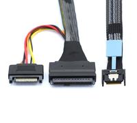 xiwai PCIe 5.0 MCIO 4X Mini Cool Edge IO a U.2 SFF-8639 NVME PCI-Express con cavo di alimentazione SATA 15P per scheda madre SSD, 50 cm