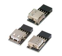 xiwai Set di 3 adattatori USB 2.0 per pannello frontale, estendono scheda madre 9 pin/10 pin femmina a USB singolo tipo A femmina, adattatore di estensione ad angolo verticale di 90 gradi