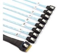 xiwai SFF-8654 8i 74pin Slimline SAS 4.0 Host Raid a 8 SATA 7pin Target Data Transmission Hard Disk Fanout Raid Cable 1-a-8 Splitter 0,5 M