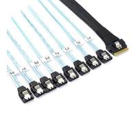 xiwai Slimline SAS 4.0 SFF-8654 8i 74pin Host Raid a 8 SATA 7pin Target Data Transmission Hard Disk Fanout Raid Cable Splitter 1-a-8 1.0M