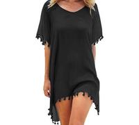 XIWCAFC Copricostume Donna Mare Vestiti Donna Estivi Copricostumi da Bagno,Bikini Copricostumi e Parei con Scollo a V Copri Costume da Spiaggia Sciolti Casual Bikini Cover Up (Noir)