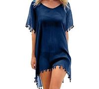 XIWCAFC Copricostume Donna Mare Vestiti Donna Estivi Copricostumi da Bagno,Bikini Copricostumi e Parei con Scollo a V Copri Costume da Spiaggia Sciolti Casual Bikini Cover Up (Marine)